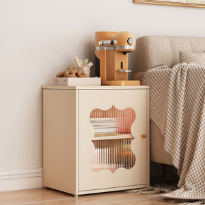 Steel iron bedside table home bedroom girl simple metal iron bedside table storage cabinet integrated cream style