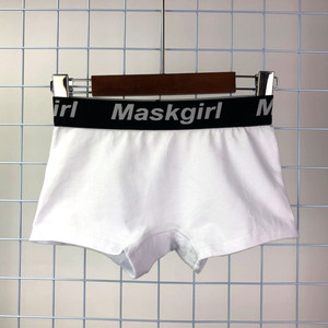 Pure cotton solid color sports large size letters wide edge women's flat boxer underwear neutral triangle women's tt underwear
