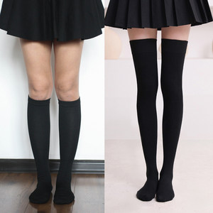 Japanese stress skinny legs strong pressure calf socks female JK mid -tube light pressure long socks black legs half high and knee
