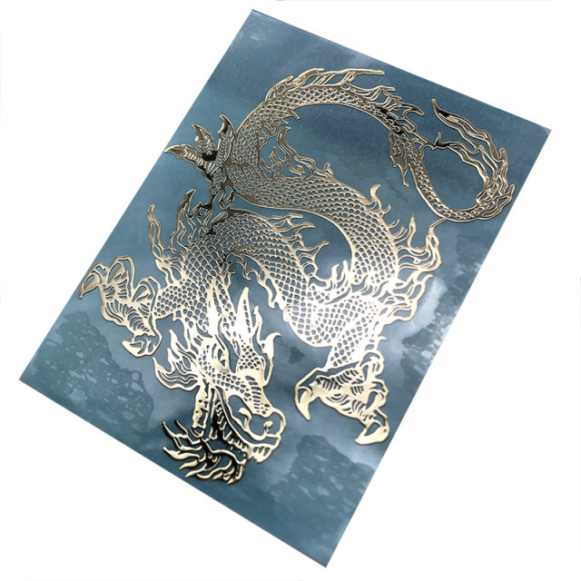 China Wind Dragon Phoenix Phoenix Phoenix Phone Metal Patch Ultra -thin Pure Gold Plating notebook computer decoration stickers