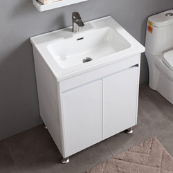 Integrated stainless steel floor-standing washing basin bathroom cabinet