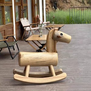 
Solid wood children's wooden horse toy pony rocking chair children's room kindergarten courtyard Yaoma toy handmade rocking chair
