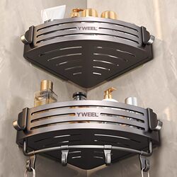 Aluminum Wall-Mounted Perforated Space-Saving Shelf for Bathroom Corner, Shower Room, Triangular Toilet Storage Rack