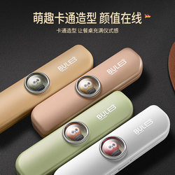 304 Stainless Steel Chopsticks Fork Spoon Cartoon Light Bulb Three-Piece Set Outdoor Picnic Portable Storage Box Tableware Set