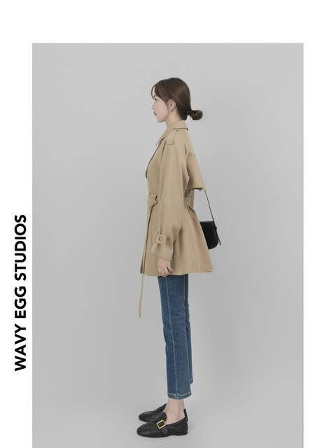 Wavy Egg Wave Egg Trench Coat Petite Korean Style Short Casual Jacket Women's Designer Niche British Coat