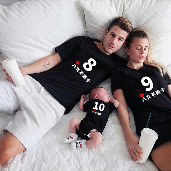 Different explosive street parent-child clothing, summer fashion, trendy family of three and four, internet famous baby short sleeved t-shirt