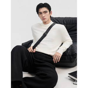 
{Laceel Tensil Wool}BJZE25 Early Winter Round Neck Pullover Knitted Base Shirt Men's Solid Color Loose Sweater