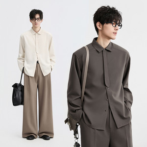 
{Customized three-proof anti-wrinkle} Piaget Zall 2026 spring long-sleeved shirt for boys solid color commuting inner top