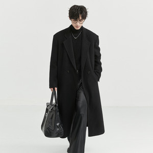 {High-end design shoulder pads} Piaget Zall 25 autumn and winter knee-length woolen coat men's loose Korean style coat
