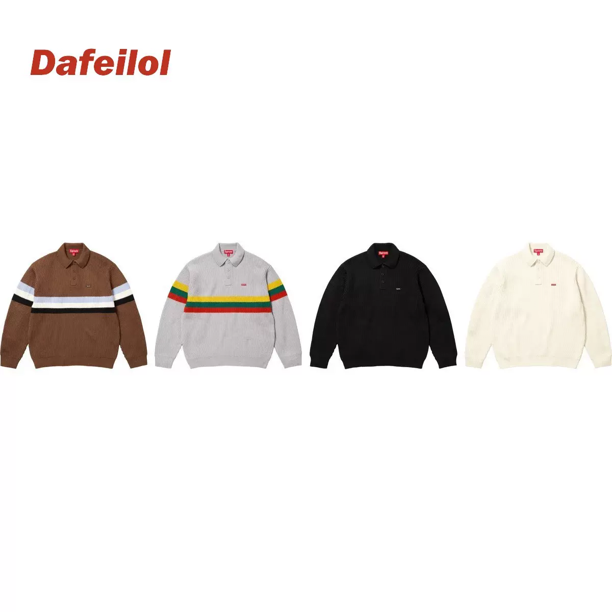 现货Supreme 23FW SMALL BOX POLO SWEATER 红色小标POLO 毛衣-Taobao