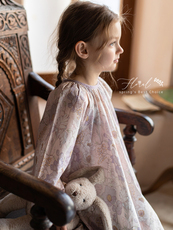 платье 幼悠 女童碎花a字裙2024春季儿童甜美可爱藤紫淡粉数码印花连衣裙