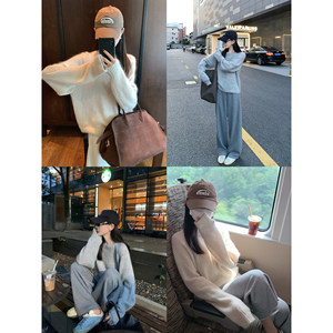 
Miss 77 High-end baby camel velvet ultra-fine mohair wool blend soft glutinous round neck loose pullover sweater