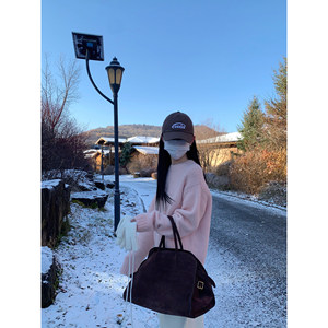 
Miss 77 soft and waxy wool blended lazy round neck loose pullover sweater