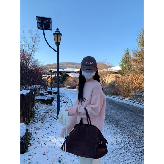 
Miss 77 soft and waxy wool blended lazy round neck loose pullover sweater