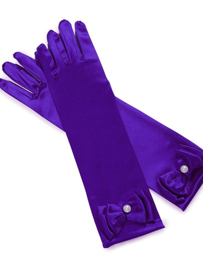 Gants De Princesse En Satin Bleu Pour Filles – Paillettes, Taille Unique 4-12 Ans