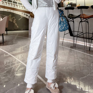 
2023 new down pants for women wearing slim white duck down warm European products fashionable and versatile nine-point tie-fitting pants winter