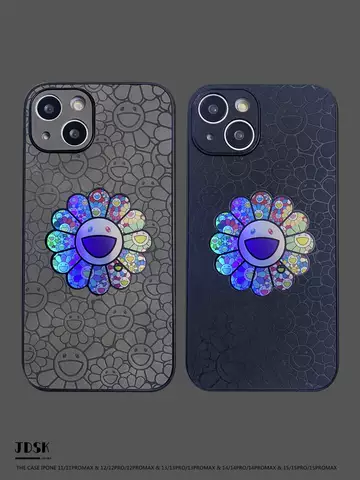 Kaikai Kiki Flower Phone Cases Covers Laser Gradient Trendy Fashionable iPhone 15, iPhone 14, iPhone 13, iPhone 12,
