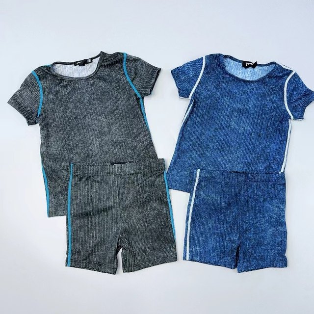 Amber children's TRY short-sleeved split swimsuit for boys and girls surfing simple pit strip sports and leisure children
