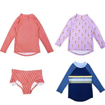 
Boys and girls printed long-sleeved sun protection surfing triangle swimsuit