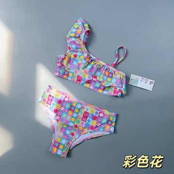Girl fresh printed triangular split Bikini swimsuit
