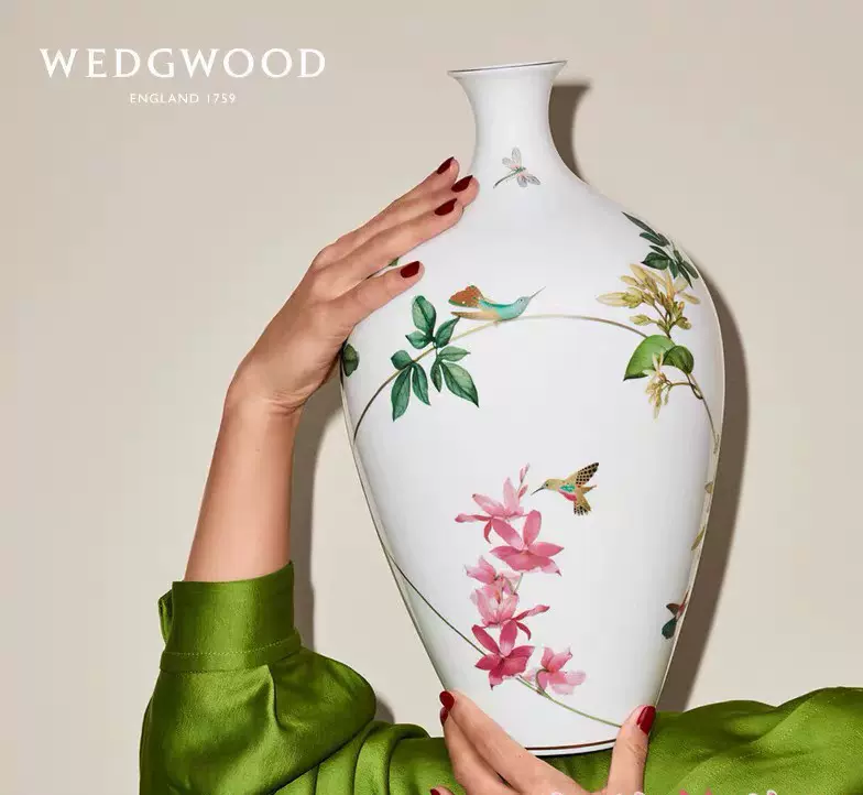 现货英国进口Wedgwood花瓶新款蜂鸟骨瓷花瓶花插客厅摆件纯色-Taobao