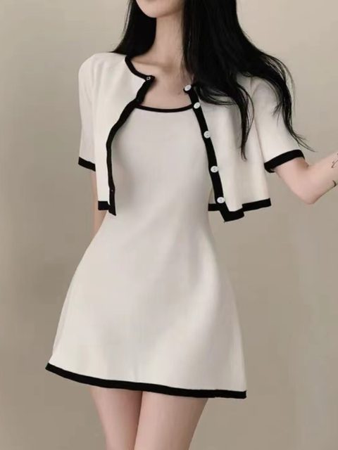 Korean Summer White Thin Chiffon Strap Shoulder-less Dress SD01626