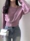 Korean chic autumn and winter basic slim and versatile one-length off-shoulder solid color pullover sweater short knit sweater for women