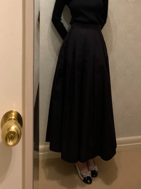 South Korea Chic spring temperament retro, thin waist, high -waisted high -waisted A -line skirt mid -length pleated skirt female woman