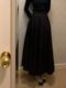 South Korea Chic spring temperament retro, thin waist, high -waisted high -waisted A -line skirt mid -length pleated skirt female woman