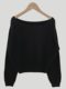 Korean chic autumn and winter basic slim and versatile one-length off-shoulder solid color pullover sweater short knit sweater for women