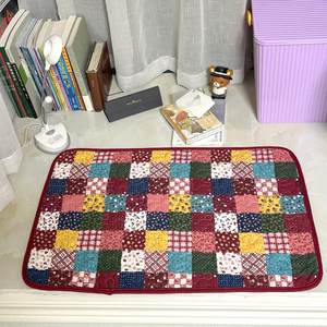 
Forest ancient pure cotton clamp student desk mat small floral thread sewing Japanese patchwork lattice photo background soft table cloth