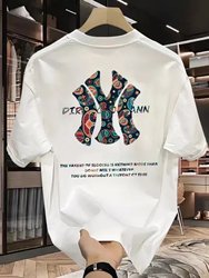 Foreign Trade Clearance~ Withdrawn Items, Bargain Pure Cotton Unisex Korean Style Casual Versatile Round Neck Short-Sleeve T-Shirt, Light Luxury and Stylish Top