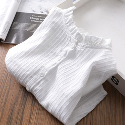 Breathable And Soft ~ Girls Cotton White Shirt Spring And Autumn Baby Bud Stand Collar Shirt Children's Long-sleeved Shirt Bottoming Shirt