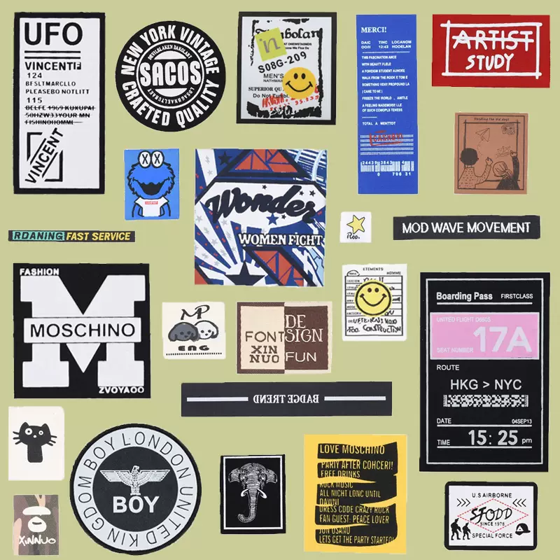 薄款自粘黑色印花布贴衣服装饰补丁贴羽绒裤子牛仔薄衣修补贴布