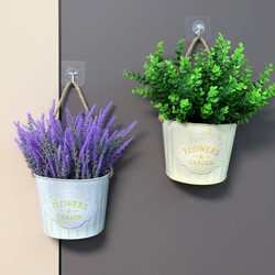 Retro Pastoral Wall Hanging Flower Basket Artificial Flower Set Home Accessories Wall Decoration Vase Flower Vessel Iron Flower Pot