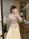 Sweet Momo Spring new style cross-design purple gentle style slim design t-shirt top for women
