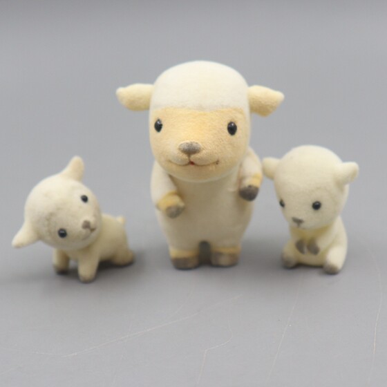 
Spot tea cup family flocked doll doll play house children's toy lamb bulk goods