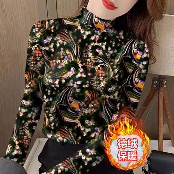 
DeRong autumn and winter new fashion women's long-sleeved middle-aged and elderly inner wear outer bottoming shirt thermal underwear half turtleneck women