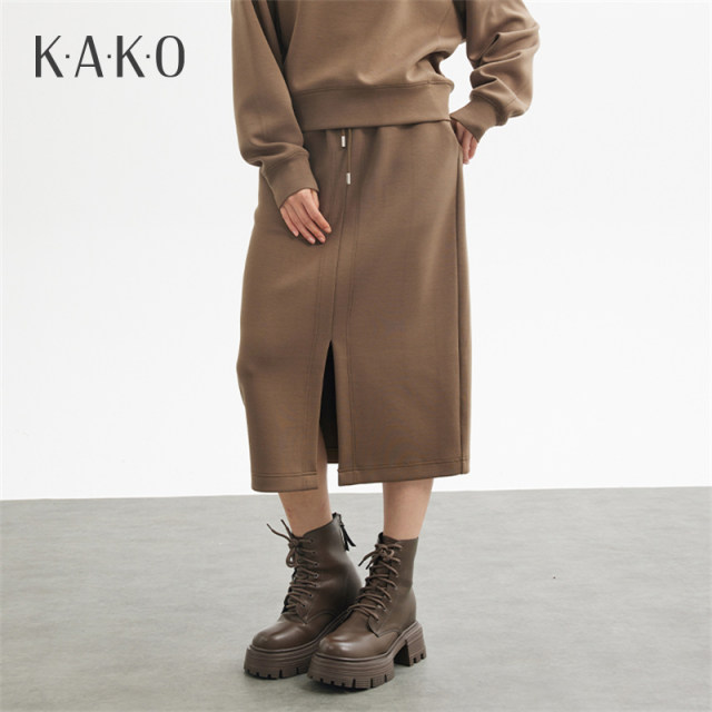Kako loose and versatile waist lace -up skirt 2024 autumn and winter new product skirt
