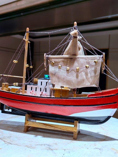 帆船の木製模型 - 手作りのレトロな漁船 - 家と水槽の装飾