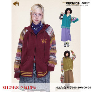 Chemical Girl London Poetry Club Autumn and Winter retro design Knit sweater loose hooded with wool sweater cardigan
