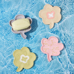 New silicone small flower soap dish drain soap dish