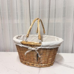 Special Offer! Export Surplus Wicker Handle Picnic Basket, Storage Basket, Fruit Picking Basket, Storage Container