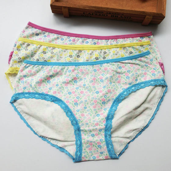 Butterfly Anfen underwear female triangle medium low -waist cotton quality print small flowers and lovely non -trace underwear girl student short pants head