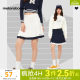Metersbonway skirt for women autumn new versatile and comfortable contrasting color spliced ​​pleated skirt for slim short skirt A-line skirt
