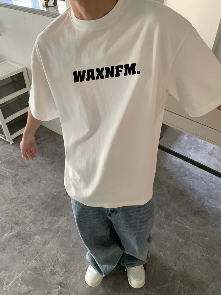 Heavy 100% pure cotton American simple letter short-sleeved T-shirt for ...