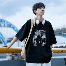 100% Pure Cotton Short-Sleeved T-Shirt for Men, Summer American Style Trendy Graffiti Print Loose Large Size Casual Half-Sleeve Top