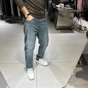 
Budze 2026 Spring Trendy Brand Men's Jeans Slim Fit Elastic Simple Retro Small Foot Pants Fashionable and Versatile