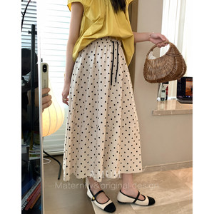 
AMUM maternity clothing cotton breathable fresh polka dot high waist loose adjustable skirt maternity and childbirth can be worn summer