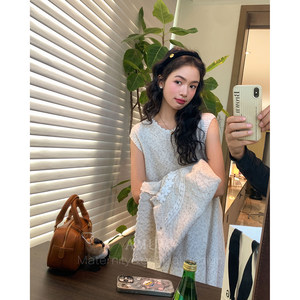 
AMUM maternity wear white moon hibiscus ~ small fragrant three-dimensional flower cardigan lace dress suit spring